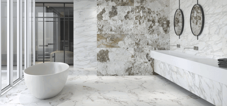 CREATING A NATURAL BACKDROP WITH REAL STONE bathroom flooring design ideas